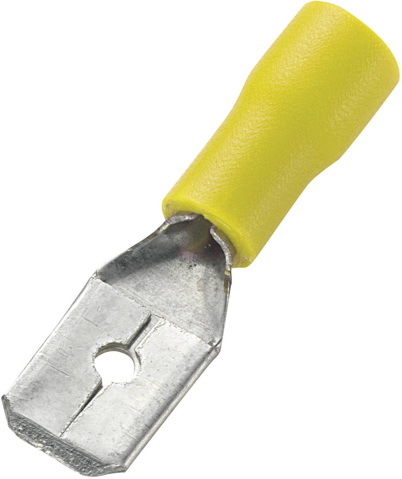 745439 Flachstecker Steckbreite: 6.4mm Steckdicke: 0.8mm 180° Teilisoliert Gelb 50St.