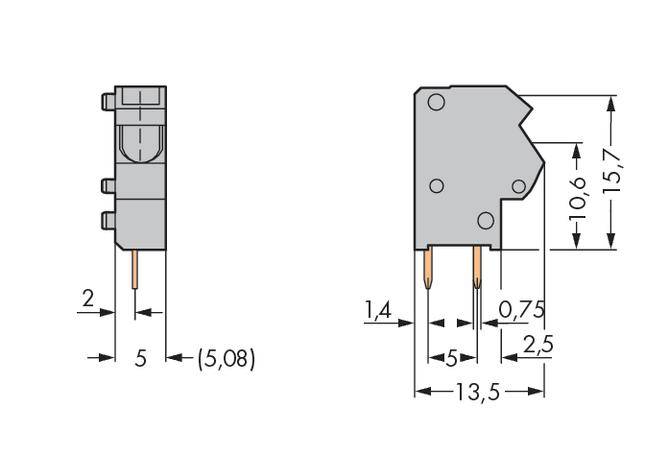 WAGO 254-802 Federkraftklemmblock Polzahl 1 Dunkelgrau 500St.