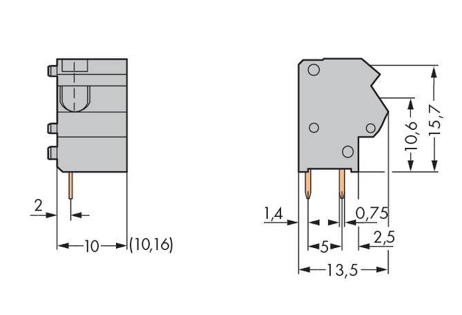 WAGO 254-651 Federkraftklemmblock 1.50mm² Polzahl 1 Grau 300St.