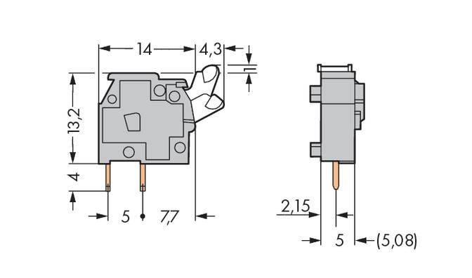 WAGO 255-743 Federkraftklemmblock 2.50mm² Polzahl 1 Lichtgrau 500St.