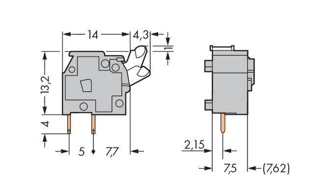 WAGO 255-501 Federkraftklemmblock 2.50mm² Polzahl 1 Grau 400St.