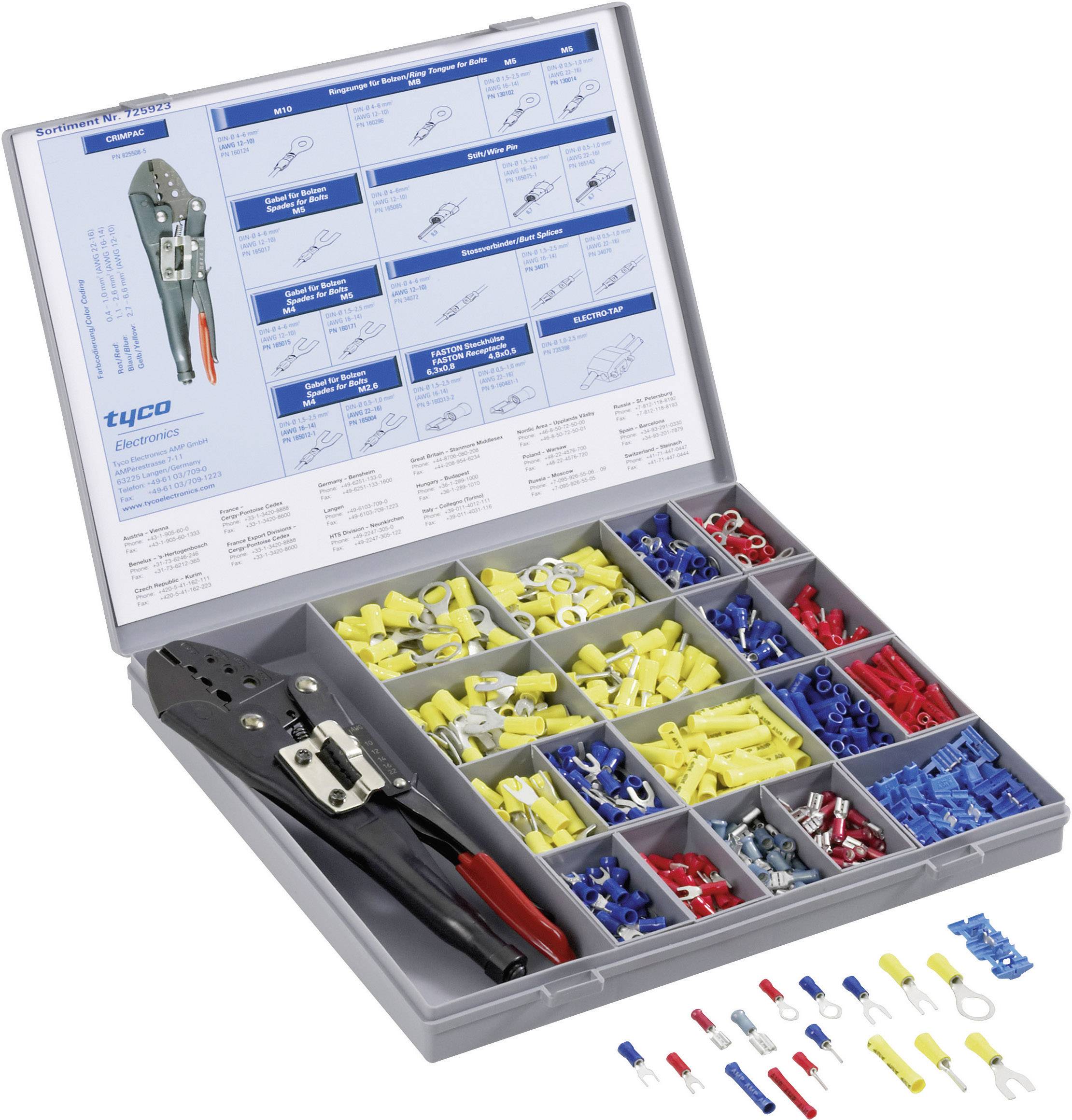 TE Connectivity 725923 Quetschverbinder-Sortiment 0.205 mm² 2.50 mm² Rot, Blau, Gelb 691 St.