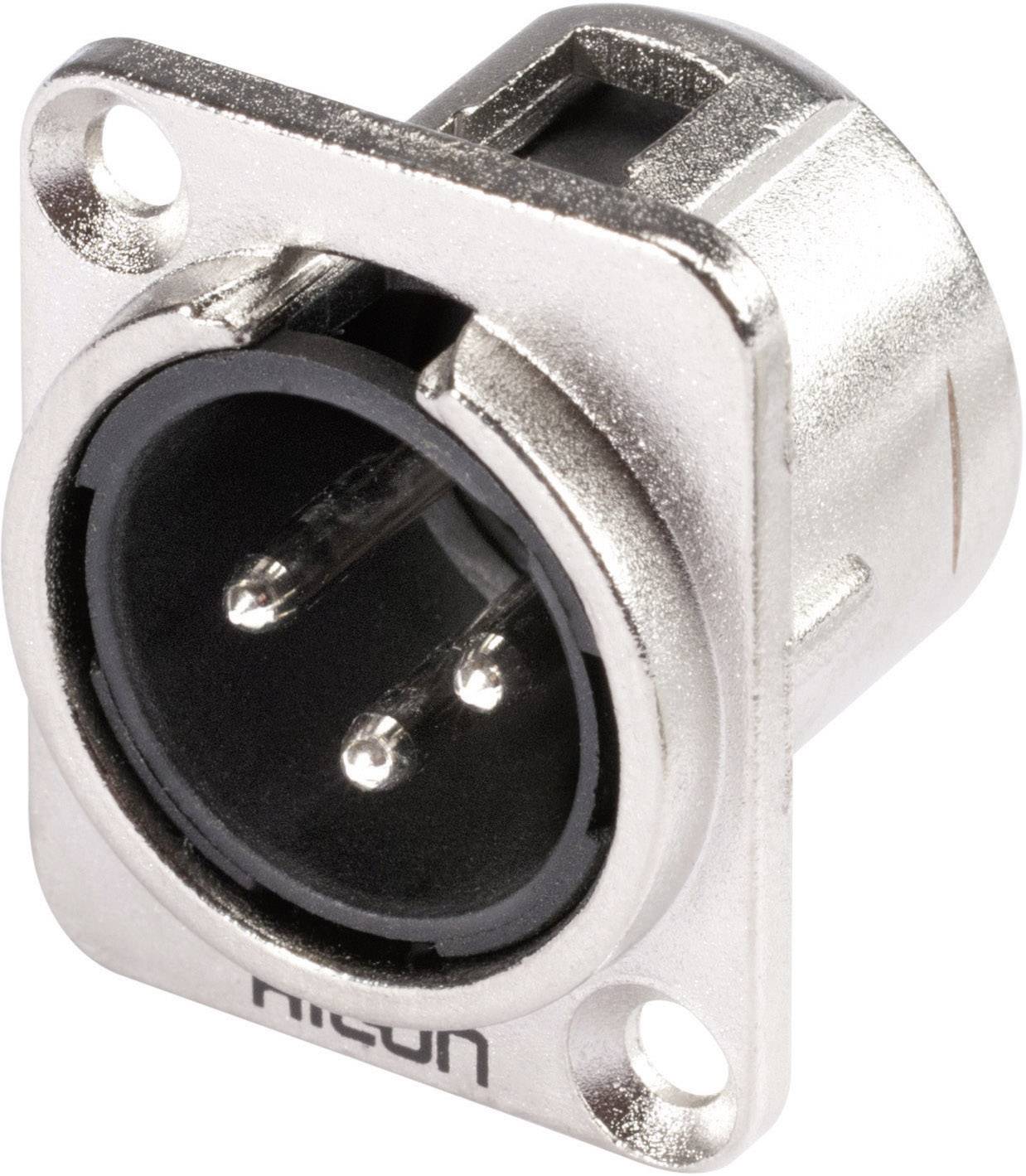 Hicon HI-X3DM XLR-Steckverbinder Flanschstecker, Kontakte gerade Polzahl: 3 Silber, Schwarz