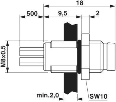 Phoenix Contact 1500347 Sensor-/Aktor-Einbausteckverbinder M8 Stecker, Einbau Polzahl Sensoren: 4 1St.