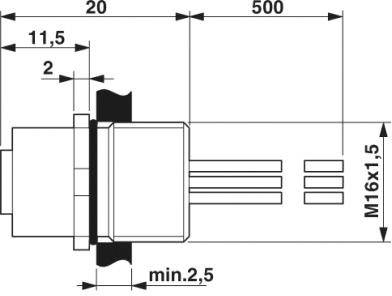 Phoenix Contact 1520039 Sensor-/Aktor-Einbausteckverbinder M12 Buchse, Einbau 0.50m Polzahl Sensoren: 5 1St.