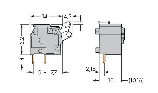 WAGO 255-762 Federkraftklemmblock 2.50mm² Polzahl 1 Dunkelgrau 300St.