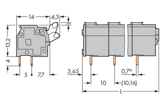 WAGO 255-606 Federkraftklemmblock 2.50mm² Polzahl 6 Grau 60St.