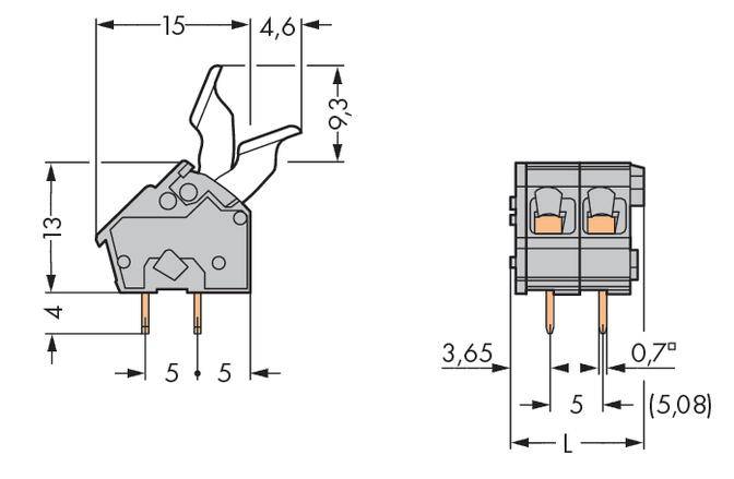 WAGO 256-402/333-009/999-950 Federkraftklemmblock 2.50mm² Polzahl 2 Lichtgrau 400St.