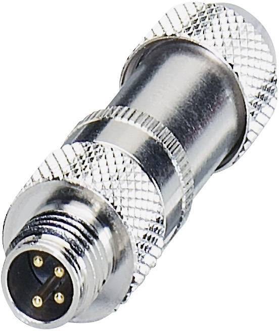 Ein vierpoliger Metallstecker mit geriffelter Oberfläche, verwendet für industrielle oder audiovisuelle Verbindungen.