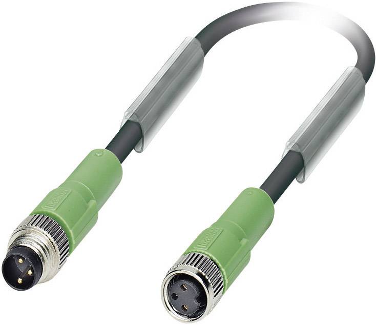 Ein grünes Kabel mit zwei männlichen Steckverbindern an beiden Enden, geeignet für industrielle oder technische Anwendungen.