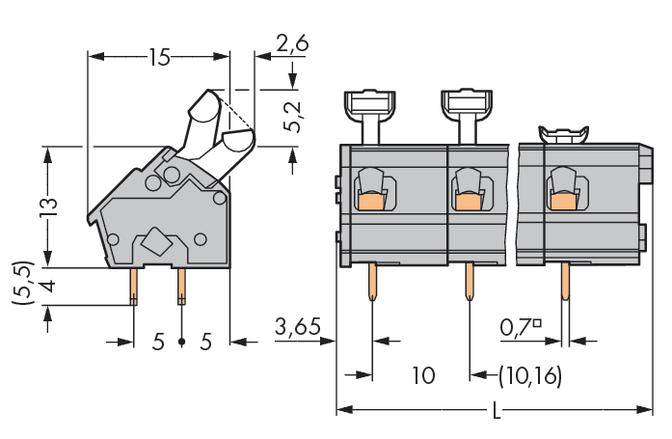 WAGO 256-605 Federkraftklemmblock 2.50mm² Polzahl 5 Grau 80St.