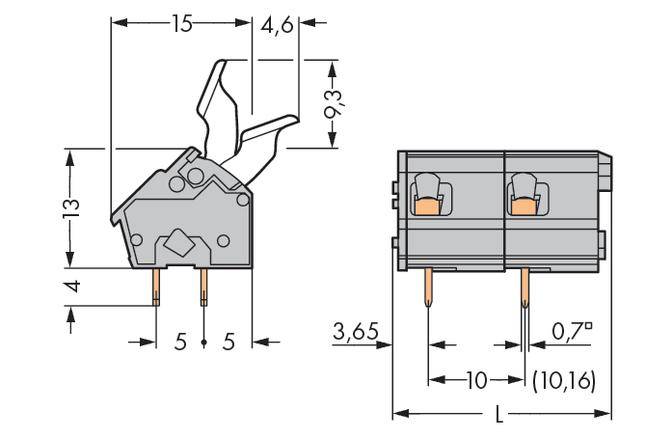 WAGO 256-602/333-000 Federkraftklemmblock 2.50mm² Polzahl 2 Grau 200St.