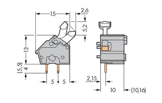 WAGO 256-762 Federkraftklemmblock 2.50mm² Polzahl 1 Dunkelgrau 300St.