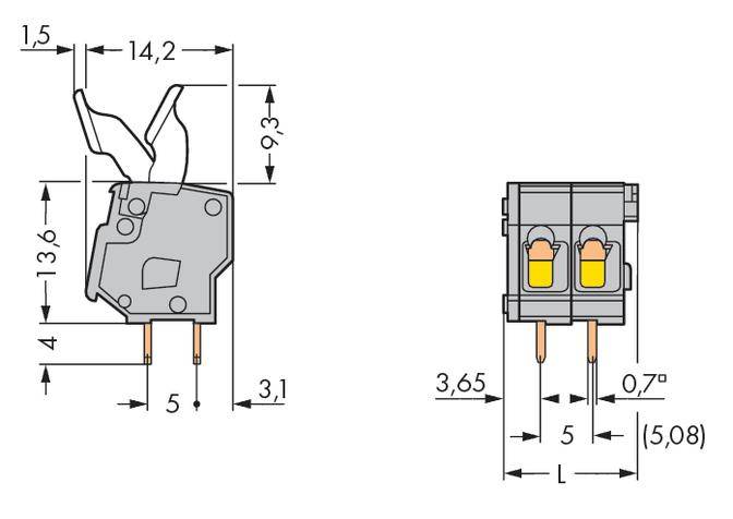 WAGO 257-402/333-000 Federkraftklemmblock 2.50mm² Polzahl 2 Grau 400St.