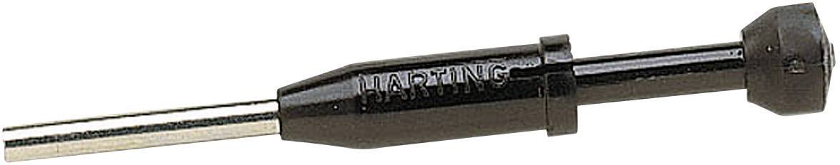 Schwarzer Kunststoffstift mit Metallspitze und eingeprägtem 'HARTING'-Schriftzug, vermutlich ein Werkzeug oder elektrischer Kontakt.