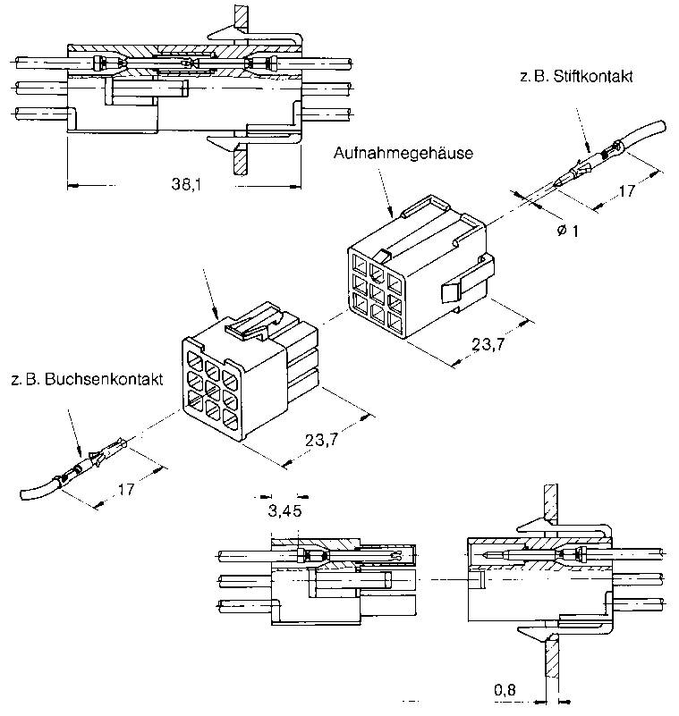 TE Connectivity Buchsengehäuse-Kabel Universal-MATE-N-LOK Polzahl Gesamt 3 Rastermaß: 4.20mm 172158-1