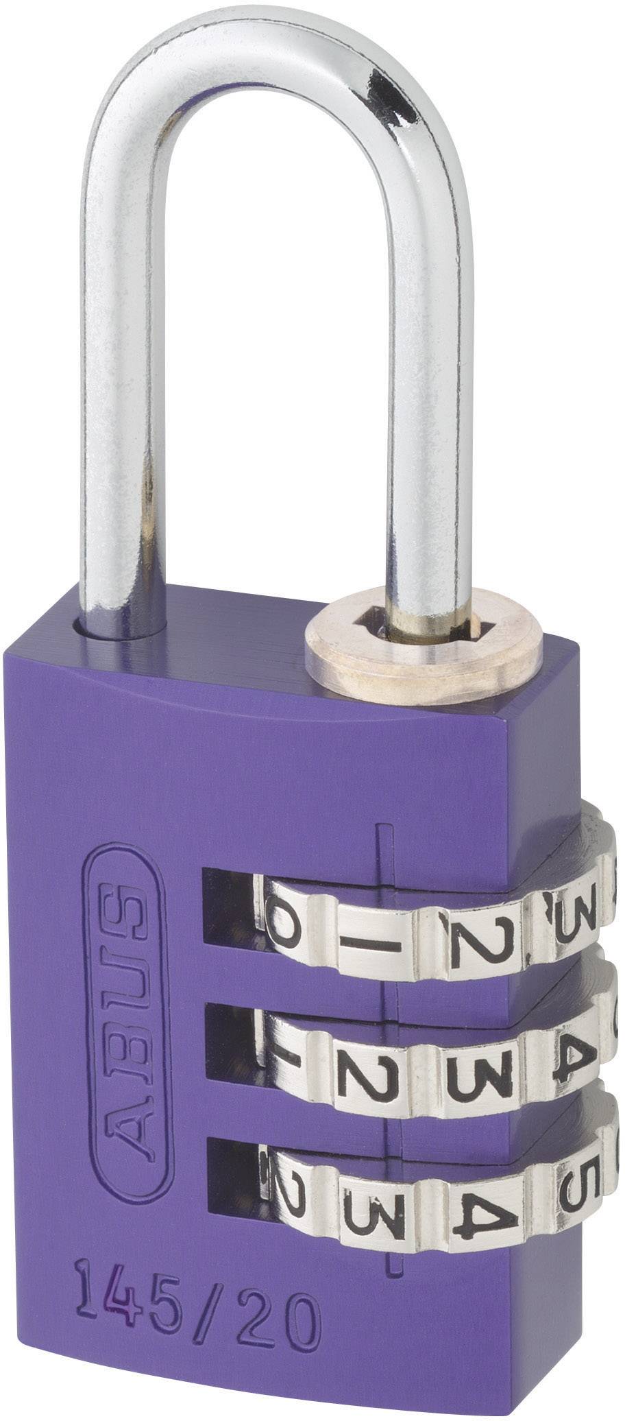 Zahlen-Vorhangschloß-AluminiumBreite 20mm,145/20 m.EAN,Farbe lila