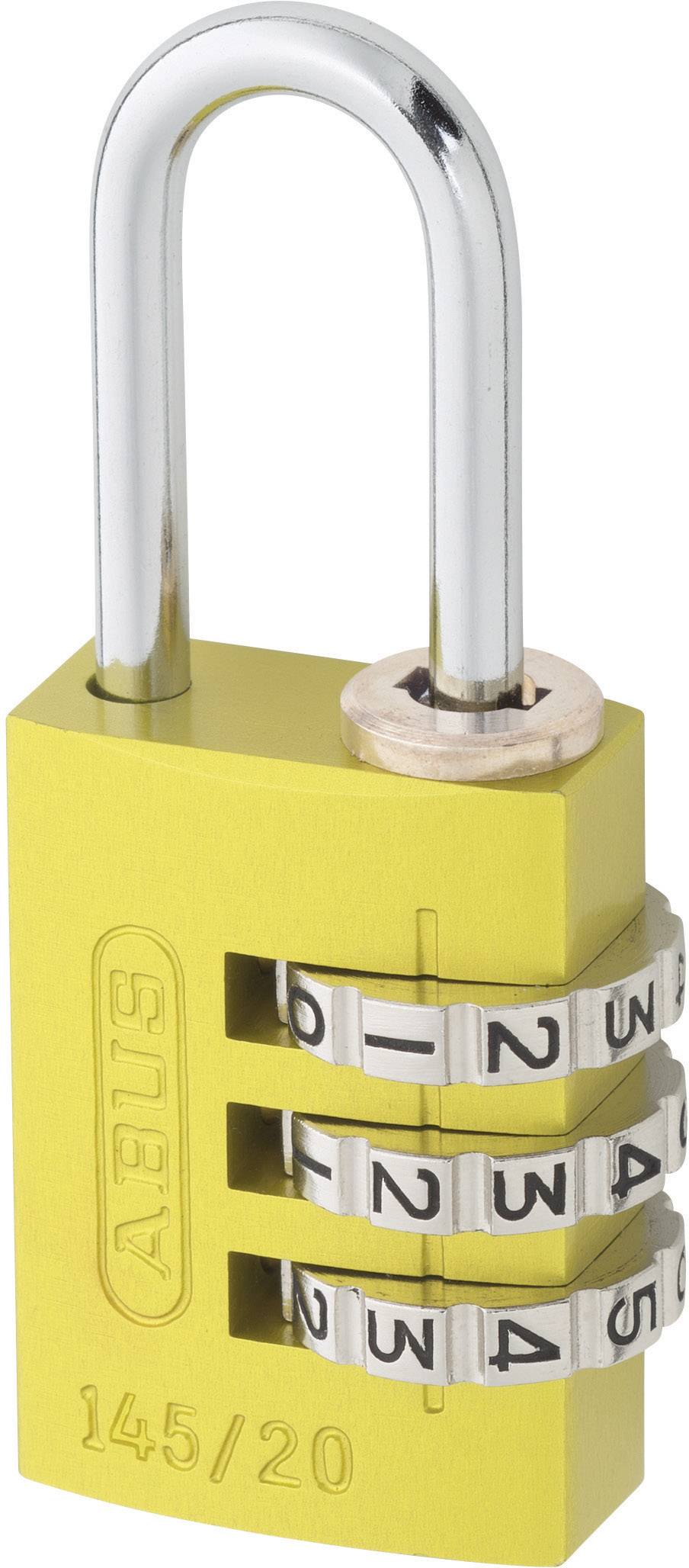 Zahlen-Vorhangschloß-AluminiumBreite 20mm,145/20 m.EAN,Farbe gelb