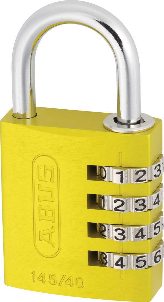 Zahlen-Vorhangschloß-AluminiumBreite 40mm,145/40 m.EAN,Farbe gelb