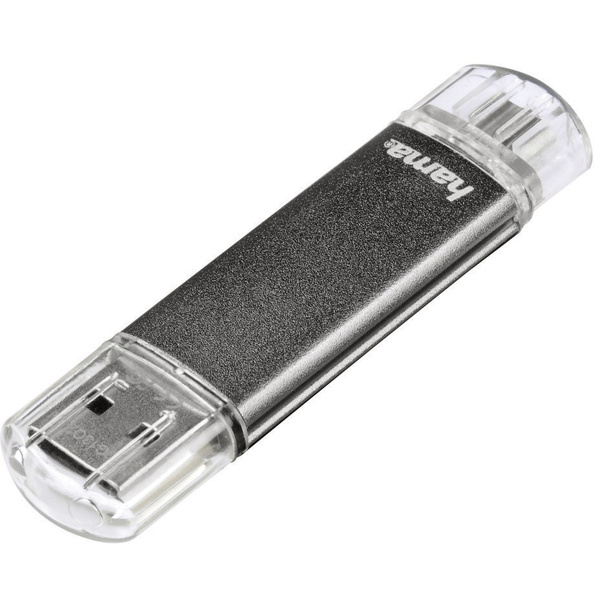 Hama FlashPen "Laeta Twin" USB-Zusatzspeicher Smartphone/Tablet Grau 8 GB USB 2.0, Micro USB 2.0