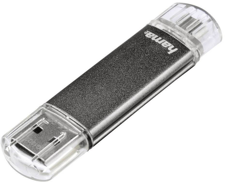 Hama FlashPen "Laeta Twin" USB-Zusatzspeicher Smartphone/Tablet Grau 16 GB USB 2.0, Micro USB 2.0