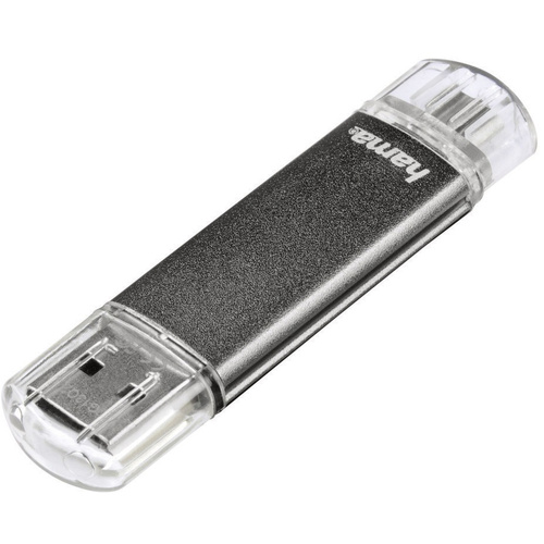 Hama FlashPen "Laeta Twin" USB-Zusatzspeicher Smartphone/Tablet Grau 16GB USB 2.0, Micro USB 2.0