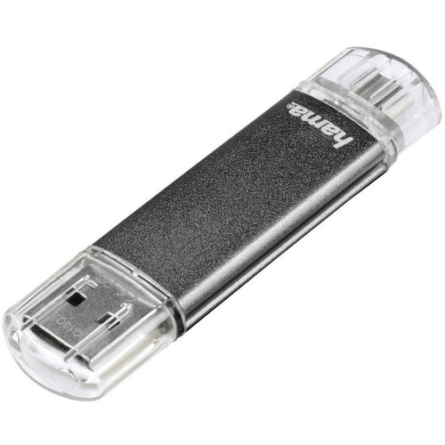 Mémoire supplémentaire USB pour smartphone/tablette Hama FlashPen "Laeta Twin" gris 32 GB USB 2.0, Micro USB 2.0