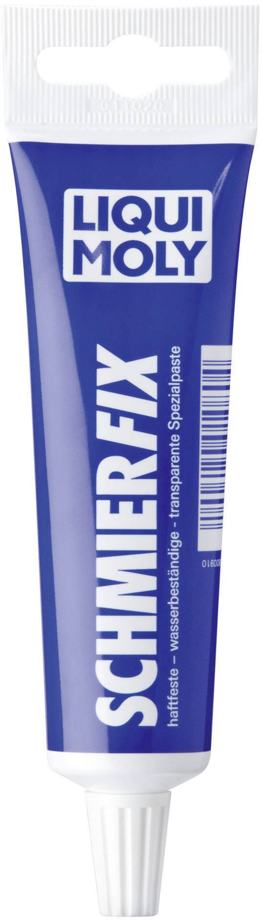 Eine blaue Tube mit der Aufschrift 'LIQUI MOLY SCHMIER/FIX'. Enthält multifunktionale Schmierpaste, geeignet für verschiedene Anwendungen.