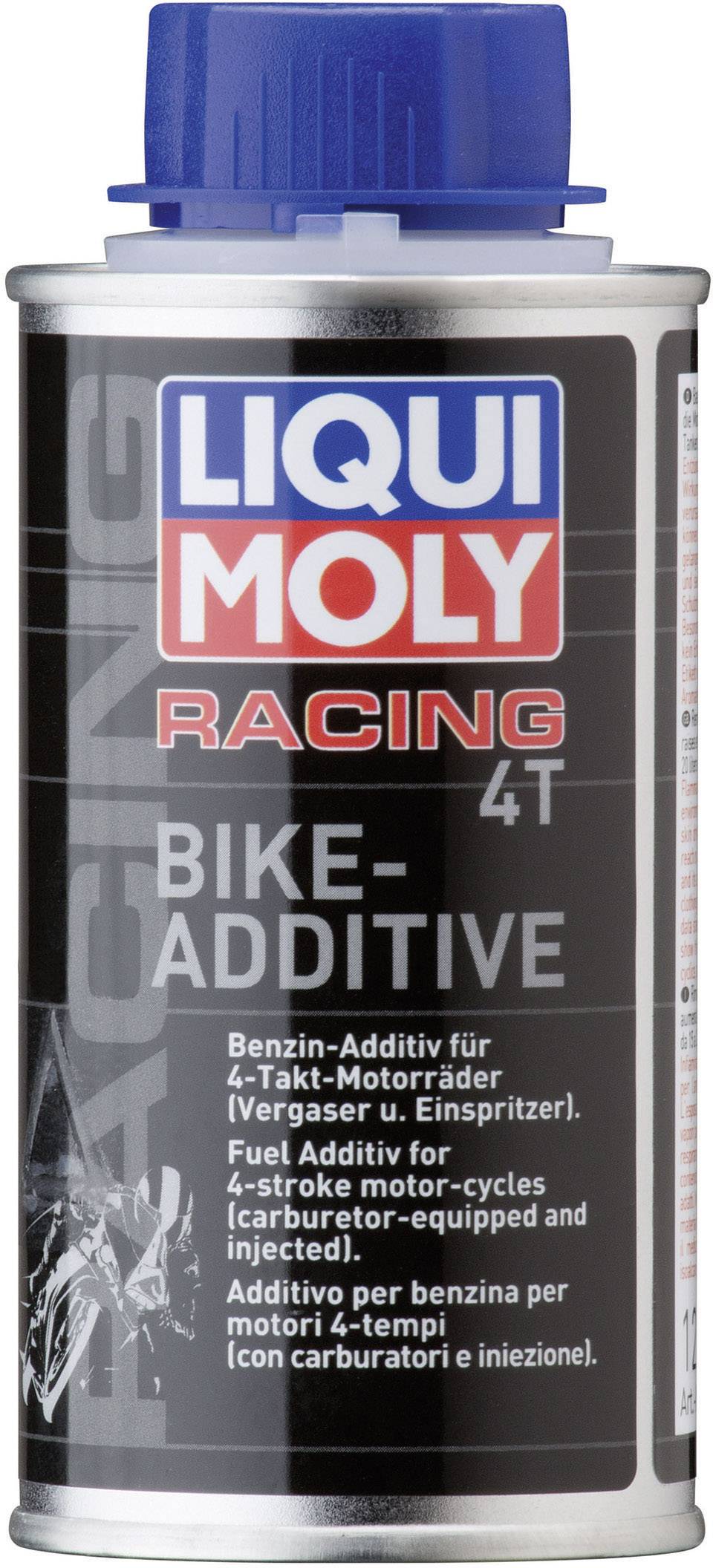 Dose Liqui Moly Racing 4T Bike-Additive: Benzin-Additiv für 4-Takt-Motorräder mit Vergaser oder Einspritzung.
