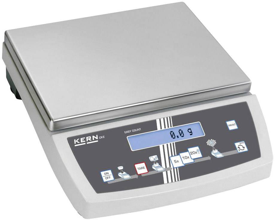 Kern  Zählwaage  Wägebereich (max.) 65 kg Ablesbarkeit 0.2 g netzbetrieben, batteriebetrieben, akkubetrieben Silber