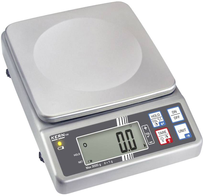 Kern FOB 3K1 Tischwaage Wägebereich (max.) 3kg Ablesbarkeit 1g über Steckernetzteil Silber