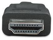 HDMI-Stecker in Nahaufnahme, zeigt Anschlüsse für digitale Audio- und Videosignale, verwendet in Computern und Fernsehern.