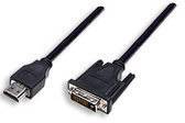 Ein HDMI-zu-DVI-D-Kabel, das zwei verschiedene Videoanschlüsse darstellt, geeignet für den Anschluss von Monitoren oder Projektoren.