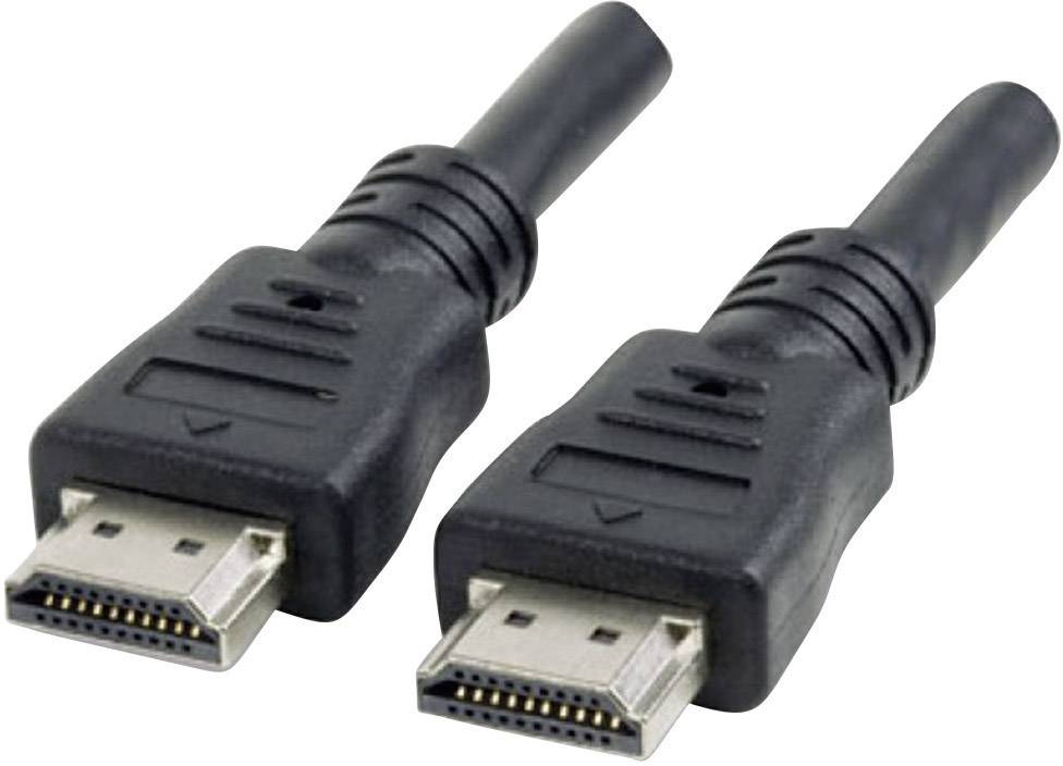Zwei schwarze HDMI-Kabelstecker liegen nebeneinander auf weißem Hintergrund.