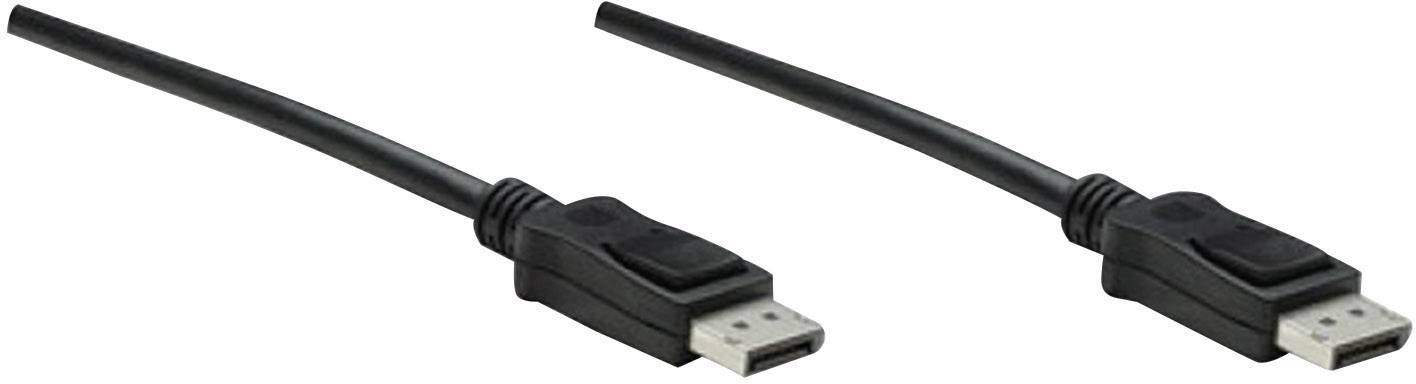 Zwei DisplayPort-Kabel mit schwarzem Anschluss und Kabel, die parallel liegen. Sie eignen sich für den Anschluss von Monitoren an Computer.
