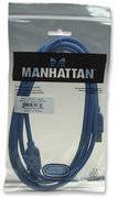 Eine Packung mit einem blauen Manhattan USB-Kabel, verpackt in einer durchsichtigen Kunststoffhülle.