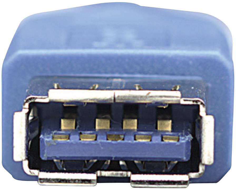 Manhattan USB-Kabel USB 3.2 Gen1 (USB 3.0 / USB 3.1 Gen1) USB-A Stecker, USB-A Buchse 3.00m Blau vergoldete Steckkontakte