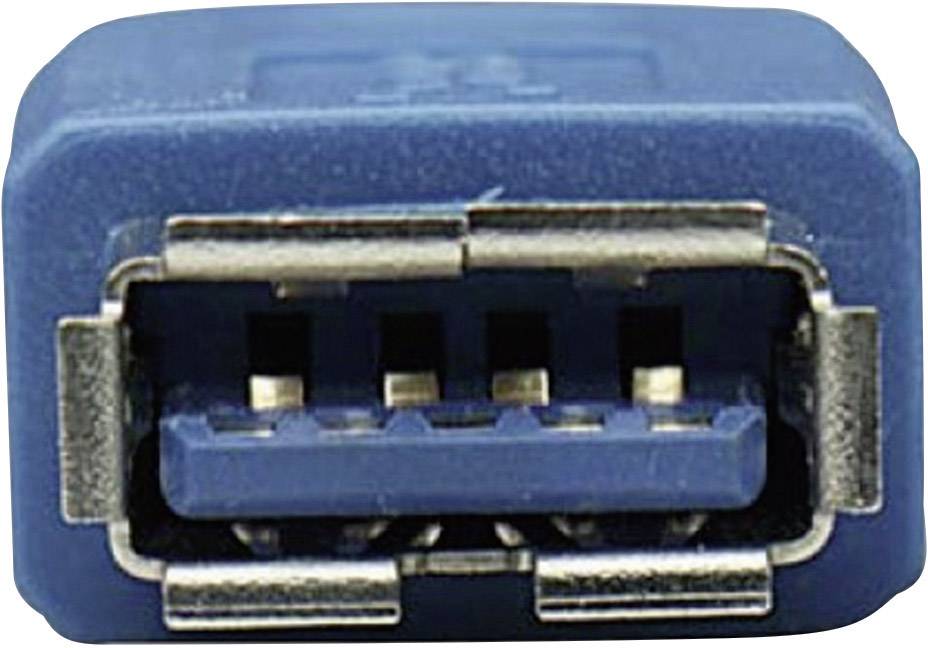 Manhattan USB-Kabel USB 3.2 Gen1 USB-A Stecker, USB-A Buchse 2.00m Blau vergoldete Steckkontakte, UL-zertifiziert 322379-CG