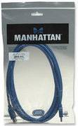 Manhattan USB-Kabel USB 3.2 Gen1 (USB 3.0 / USB 3.1 Gen1) USB-A Stecker, USB-A Buchse 3.00m Blau vergoldete Steckkontakte