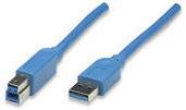 Manhattan USB-Kabel USB 3.2 Gen1 (USB 3.0 / USB 3.1 Gen1) USB-A Stecker, USB-B Stecker 3.00 m Blau