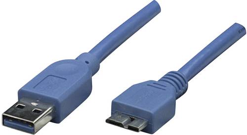 Manhattan USB 3.0 Anschlusskabel [1x USB 3.0 Stecker A - 1x USB 3.0 Stecker Micro B] 2.00m Blau verg