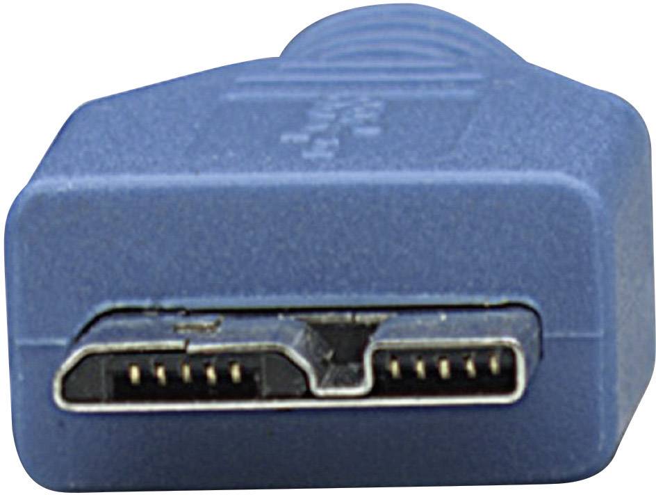 Manhattan USB-Kabel USB 3.2 Gen1 USB-A Stecker, USB-Micro-B 3.0 Stecker 2.00 m Blau vergoldete Steckkontakte, UL-zertifiziert 325424-CG