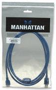 Manhattan USB-Kabel USB 3.2 Gen1 USB-A Stecker, USB-Micro-B 3.0 Stecker 2.00 m Blau vergoldete Steckkontakte, UL-zertifiziert 325424-CG