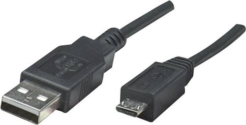 Manhattan USB 2.0 Anschlusskabel [1x USB 2.0 Stecker A - 1x USB 2.0 Stecker Micro-B] 0.50m Schwarz U