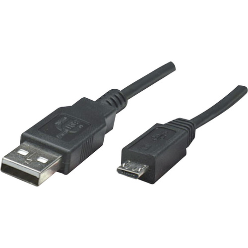 Manhattan USB-Kabel USB 2.0 USB-A Stecker, USB-Micro-B Stecker 1.80m Schwarz UL-zertifiziert 307178-CG