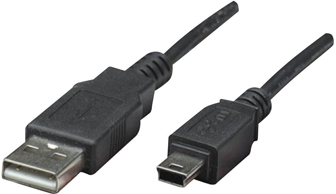 Manhattan USB-Kabel USB 2.0 USB-A Stecker, USB-Mini-B Stecker 1.80 m Schwarz vergoldete Steckkontak