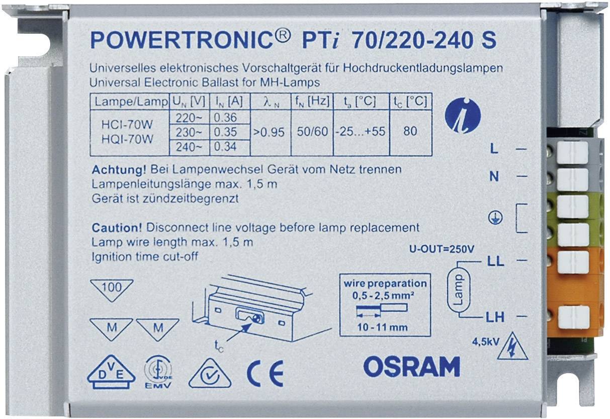 OSRAM Hochdruckentladungslampe EVG 70 W (1 x 70 W) für Leuchteneinbau, Metallgehäuse