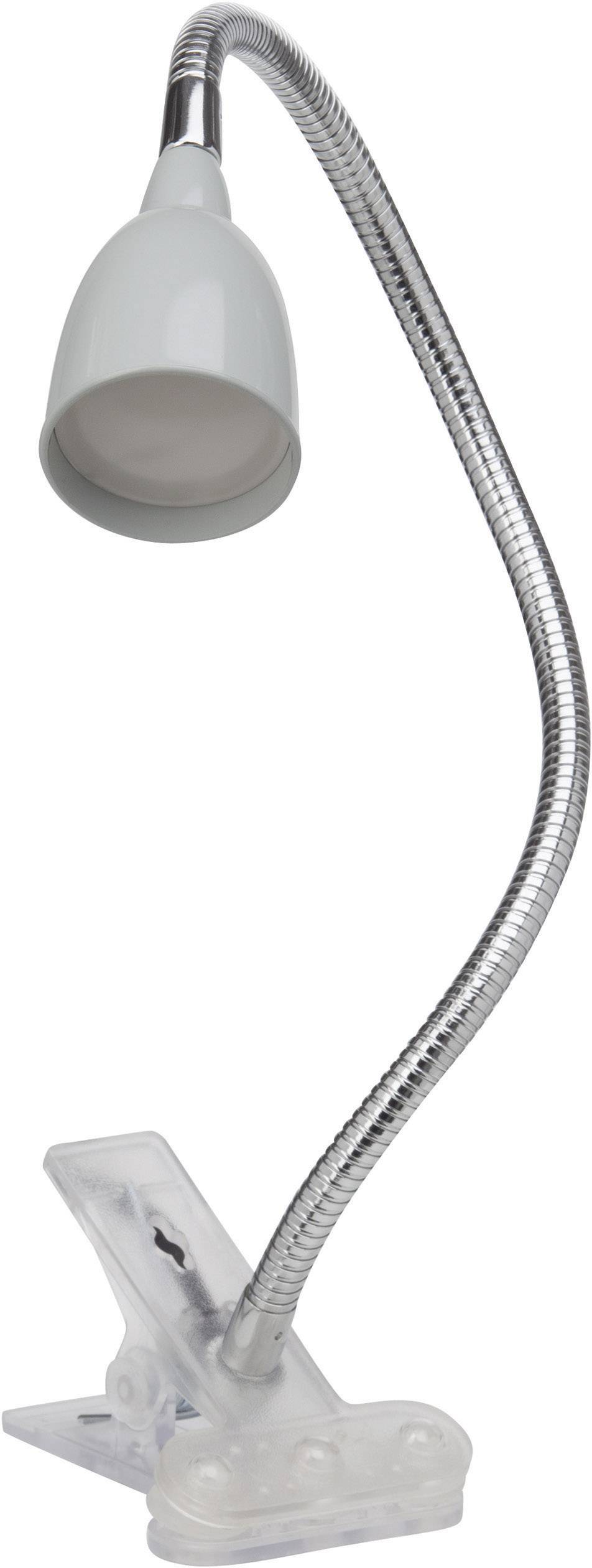 Flexible Schreibtischlampe mit Klemmbefestigung und biegsamem Hals.