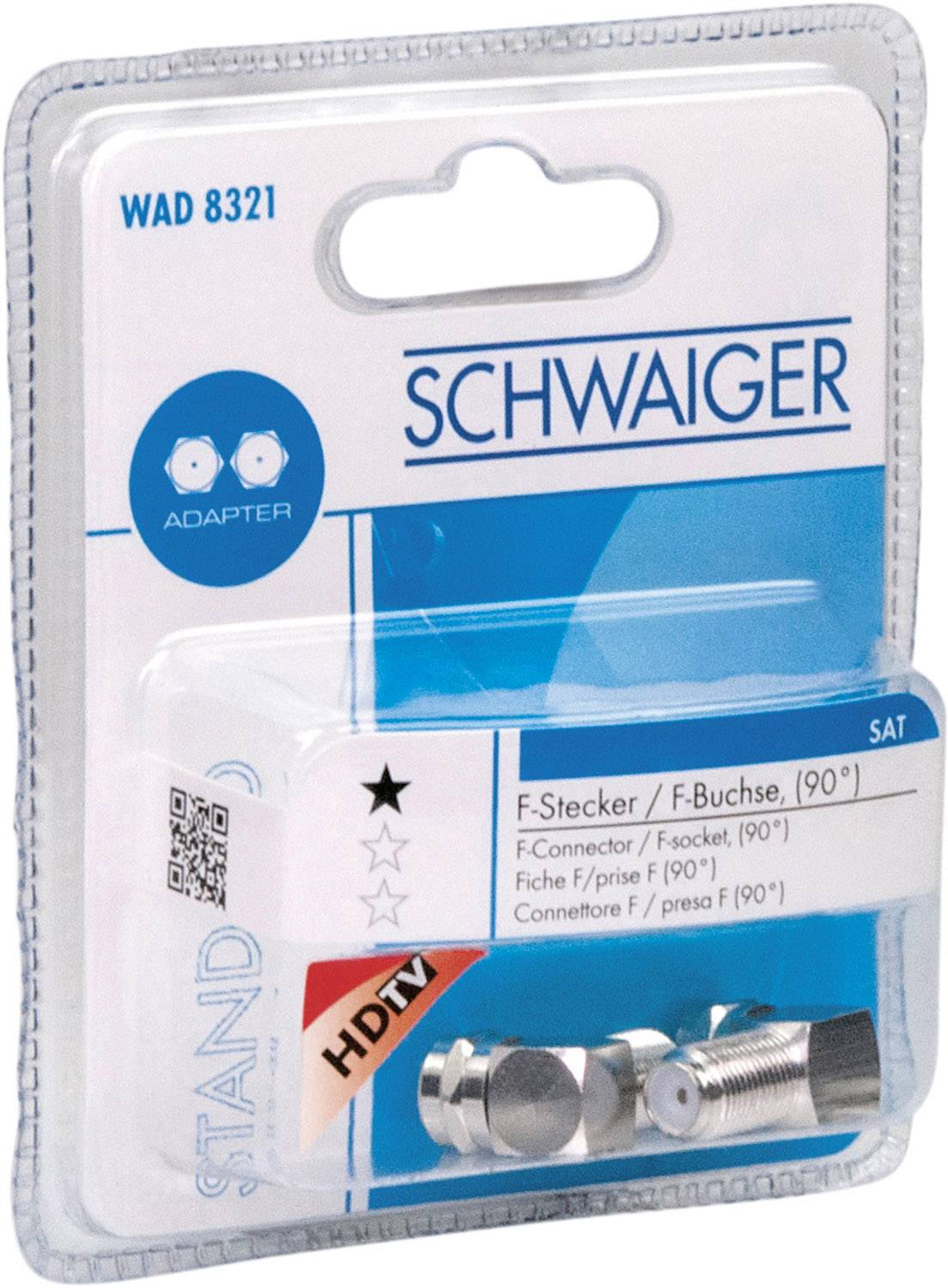 Schwaiger WAD8321531 F-Winkeladapter Anschlüsse: F-Stecker, F-Buchse 2St.