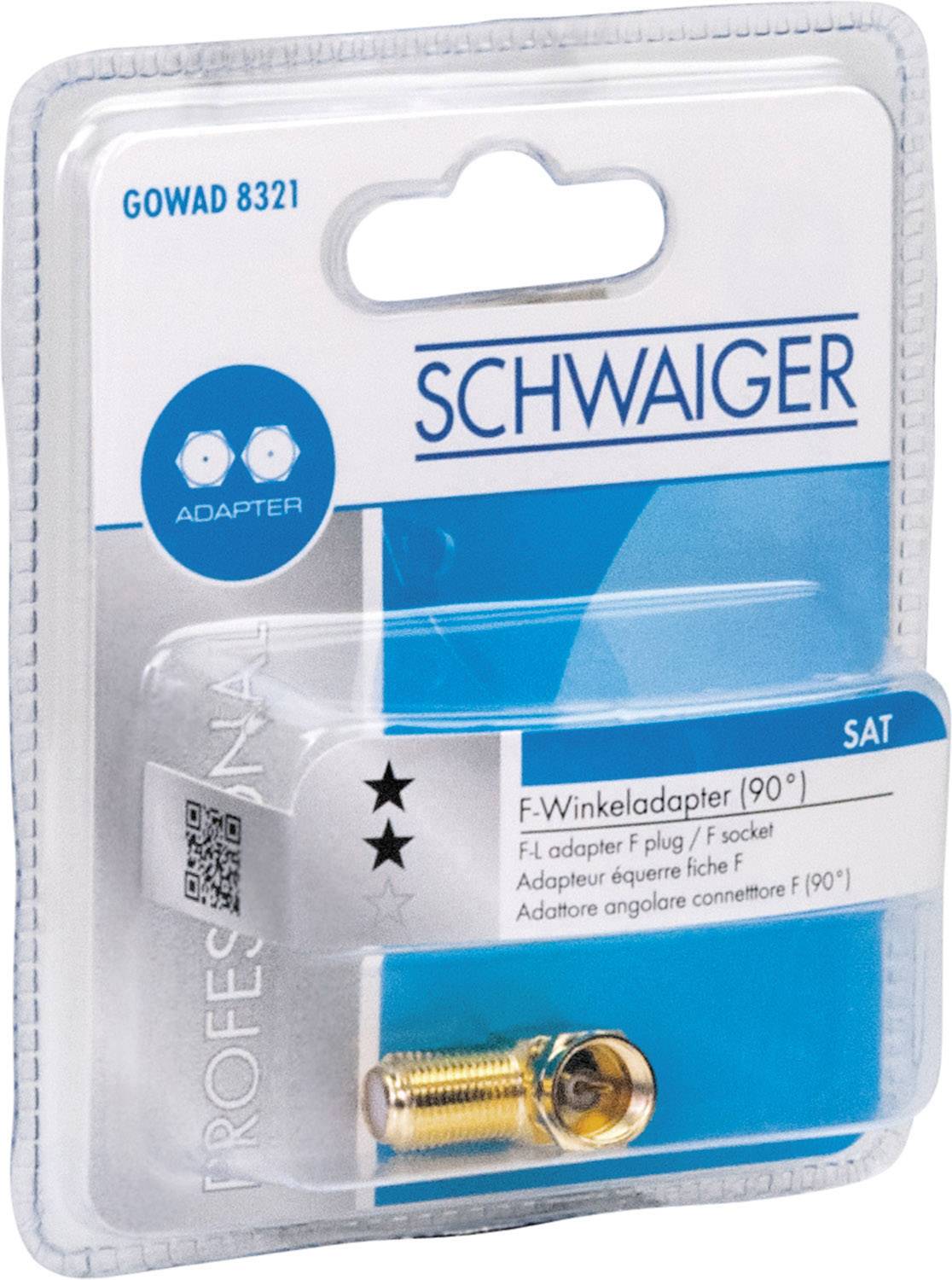 Schwaiger GOWAD8321537 F-Winkeladapter vergoldet Anschlüsse: F-Stecker, F-Buchse 1 St.